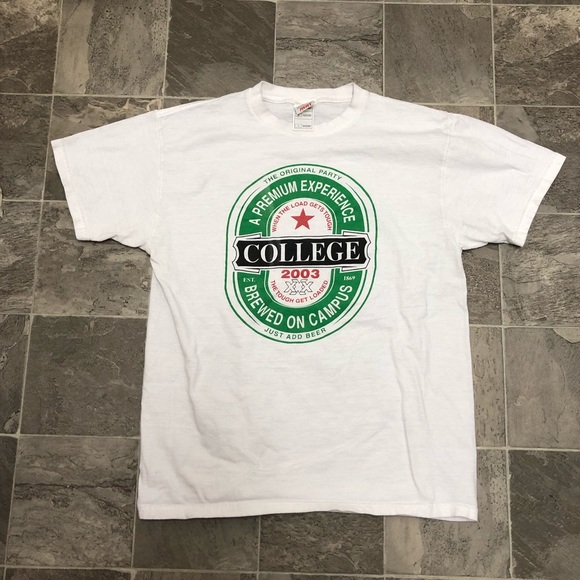 Fruit of the Loom Shirts Mens Vintage College Beer Big Logo T Shirt